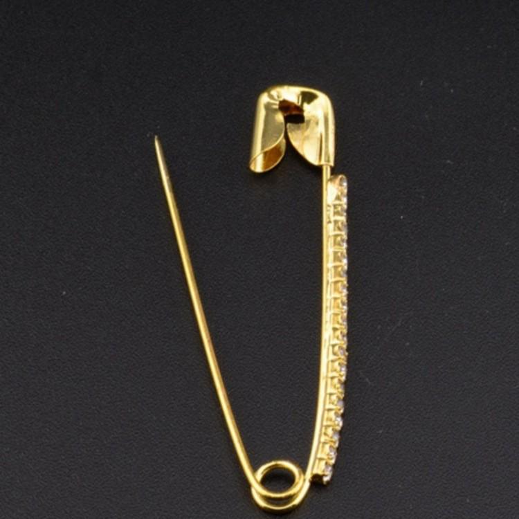 Elegant Gold Rhinestone Tassel Brooch for Dresses & Suits