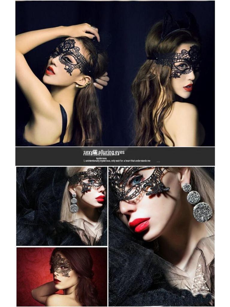 Stylová maškarní oční maska s krajkovým výřezem v několika stylech na Vánoce a představení