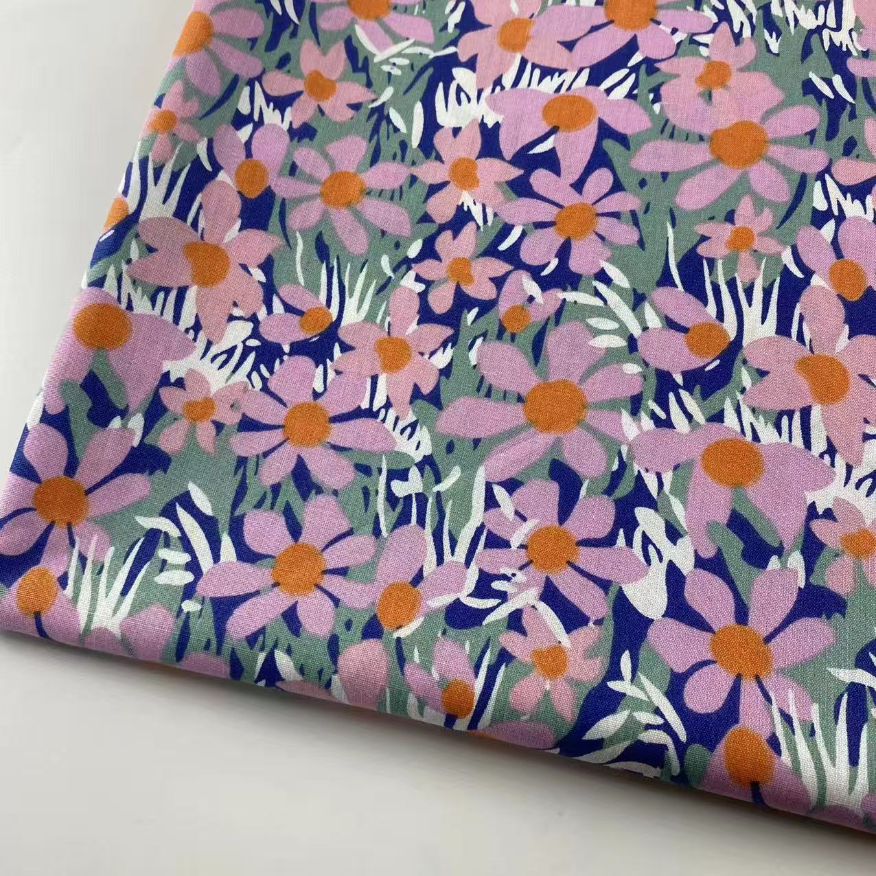 Dark Country Style Printed Small Floral Fabric, 100% Cotton Reactive Printed Fabric, Fabric for Women s Dresses