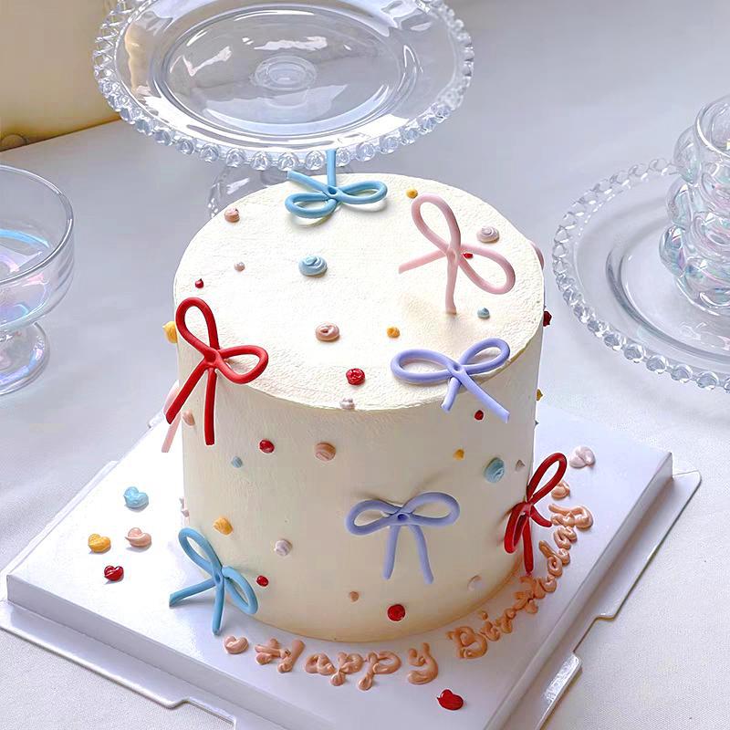 8pcs Soft Strips Colorful Party Plugin Ornament Dopamine Plastic Ornament Party Supplies Cake Topper Decorations Ins 4.5x3.5cm