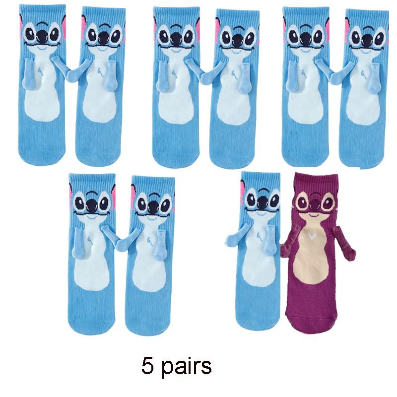Stitch Magnet Hand In Hand Sock Cartoon Fun Fashion Soft Comfortable Creative Adults Children Christmas Stocking Toy Gift