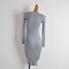 Fall and Winter New Arrival Pure Color Round Neck Mesh Stitching Long Sleeves Knitting Dress Women's Clothing Silm Slim Looking Bodycon Dress