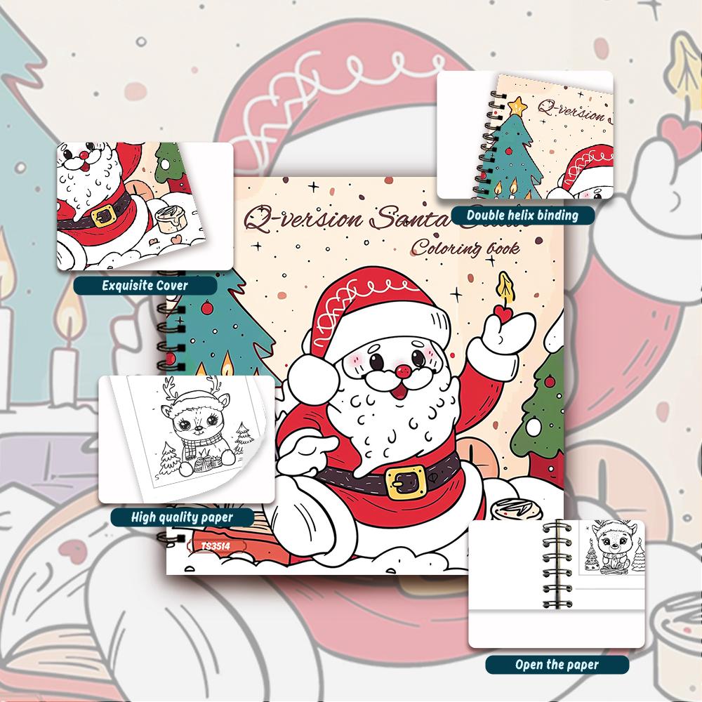 30 Sheets Spiral Coloring Book, 8.3x 8.3in100gsm Thick Paper for Adult Teenagers for Emotional Relief, Christmas Gift