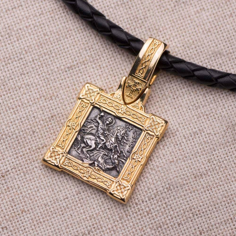 

Срібна підвіска Георгій Побідоносець з позолотою Oniks срібний