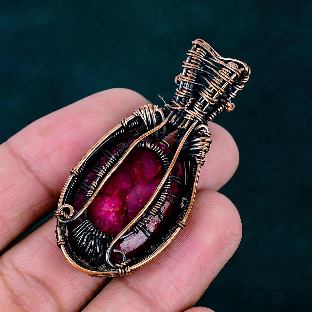 Faceted Kashmir Ruby Pendant Elegant Jewelry Copper Wire Wrapped Jewelry Real Handmade Gemstone Pendant Tree of Life Jewelry Gift for Her