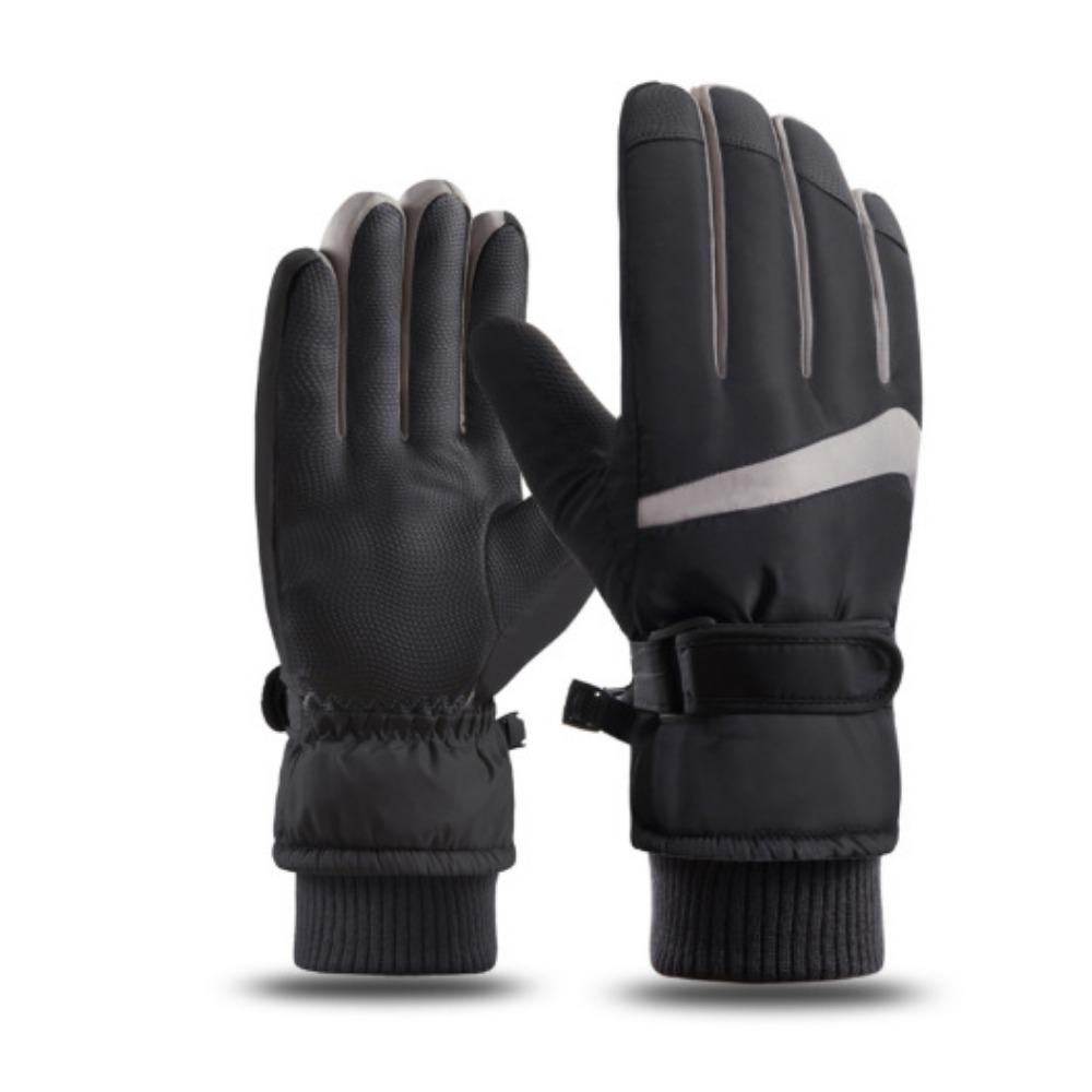 

Лыжные перчатки осенне-зимние теплые флисовые утолщенные сенсорные One size чёрный