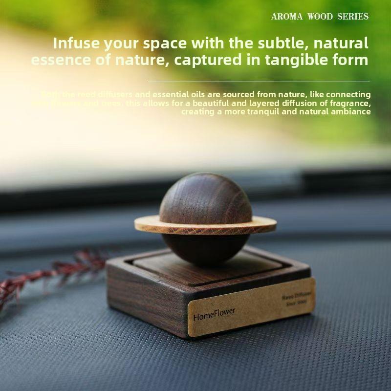 Black Walnut Small Planet Creative Diffuser Indoor Car Ornament Diffuser Handmade Wood Essential Oil Diffuser