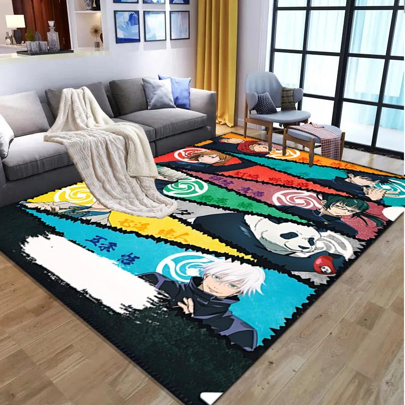 Jujutsu Kaisen Pattern Rug, Indoor/Outdoor Mat, for Picnic, Gameroom, Bedroom, Office, Living Room, Home Decor Carpet, Birthday Gift