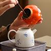 Modern Lantern Pumpkin-shaped Ceramic Tea Caddy Minimalist Spice Pill Storage Jar with Alloy Lid Sealed Moisture-proof Container