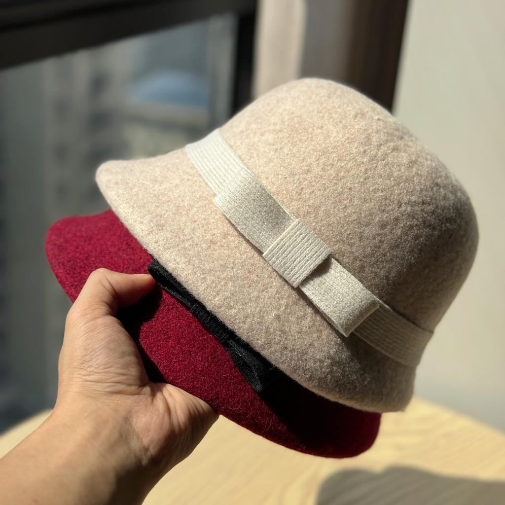 Neuer Fischerhut aus britischer Wolle für Damen Winter Modischer Tochterhut Gesicht Zeigender Kaschmir-Beckenhut Temperamenthut