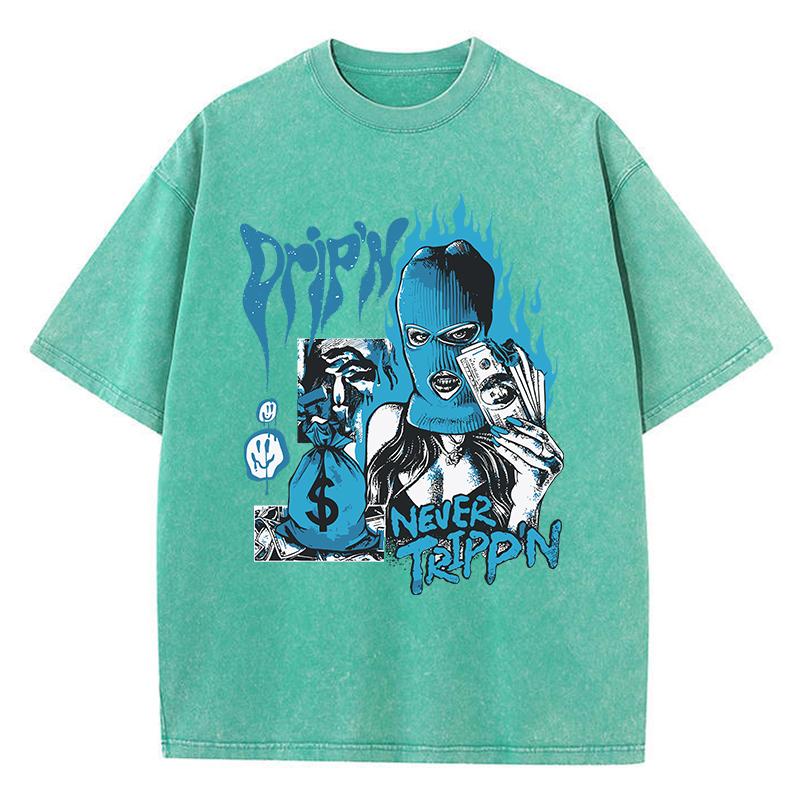 

Уличные женские футболки с кислотной стиркой, футболки с принтом манги «Женщина в маске», оверсайз, с потертостями, с круглым вырезом, хлопковые топы, одежда 3XL