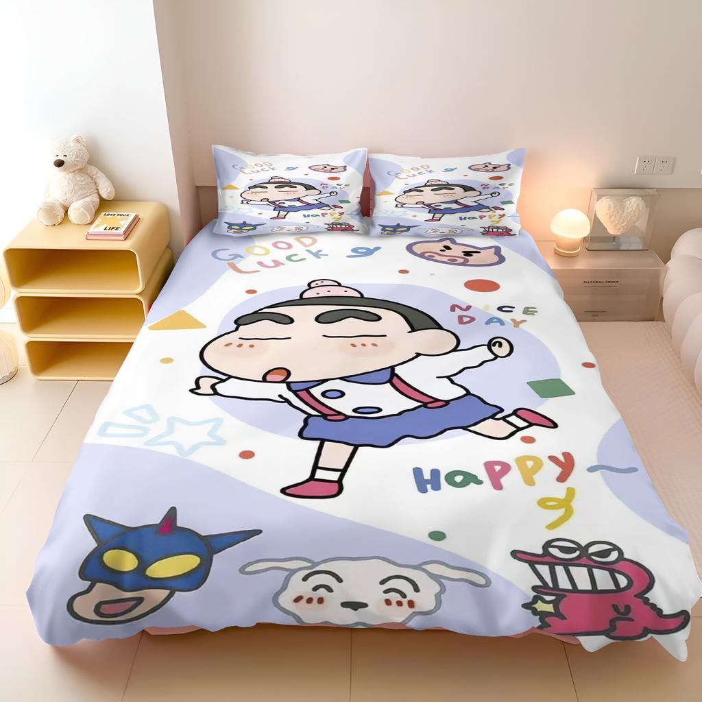 Crayon Shin-Chan 3-Piece Children'S Bedroom Set - Duvet Cover & Co-Branded Mattress Bedding With Printed Design For Kids Home