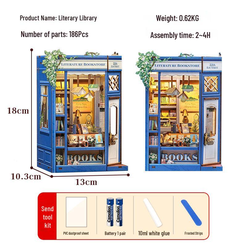 Handmade 3D Alice in Wonderland Falling House Wooden Bookend Toy
