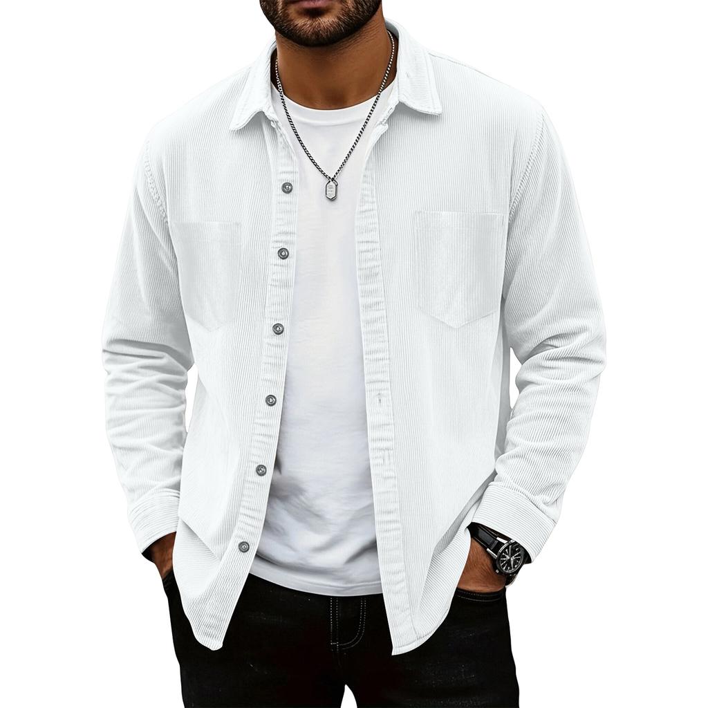 Herren Farbiges Hemd Langarm Herren Lässiger Modetrend Mit Tasche Hemdjacke