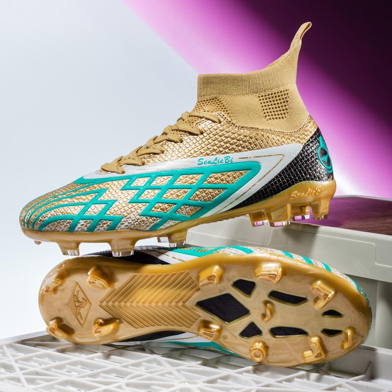 Zapatos de Fútbol para Hombre Talla Grande Zapatos de Fútbol para Niños Top Alto Clavo Largo Exterior Antideslizante Botas de Fútbol