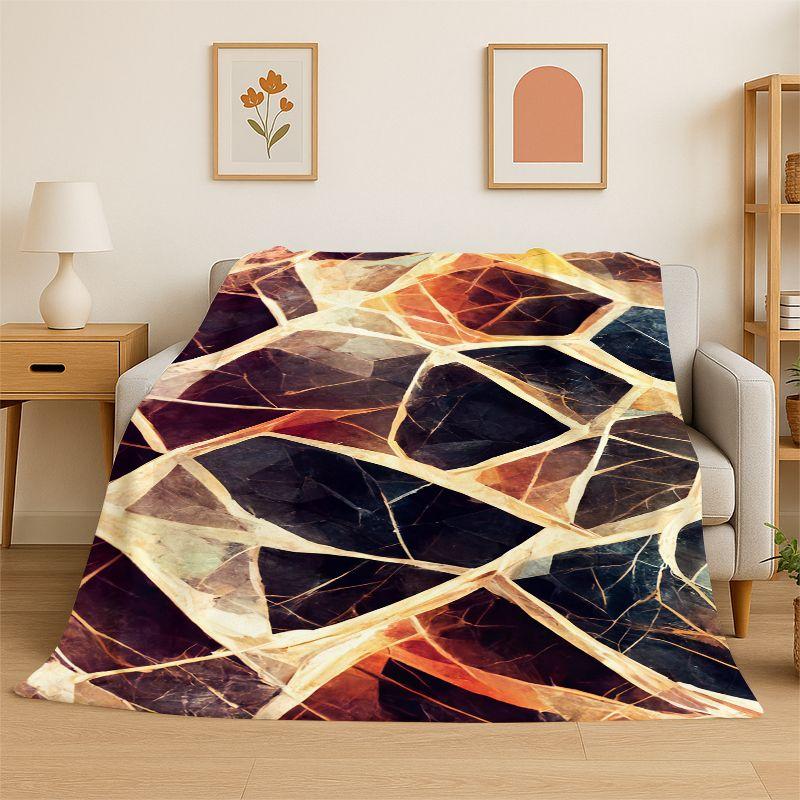 Colorful Crystal Natural Ore Stone Flannel Blanket Soft Throw Blanket for Bedroom Living Room Bed Travel Camping Picnic Nap Gift