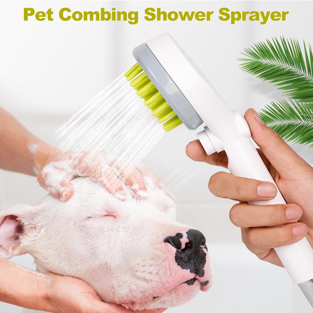 Spazzola per spruzzi d'acqua per spruzzatore per doccia per animali domestici per cani e gatti Scrubber per il bagno dei cuccioli, soffione doccia per toelettatura portatile con tubo da 2 m