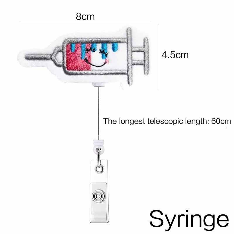 Adorable Embroidery Wound Patch Badge Reel - Retractable Lanyard for Medical Staff Students & Office Workers