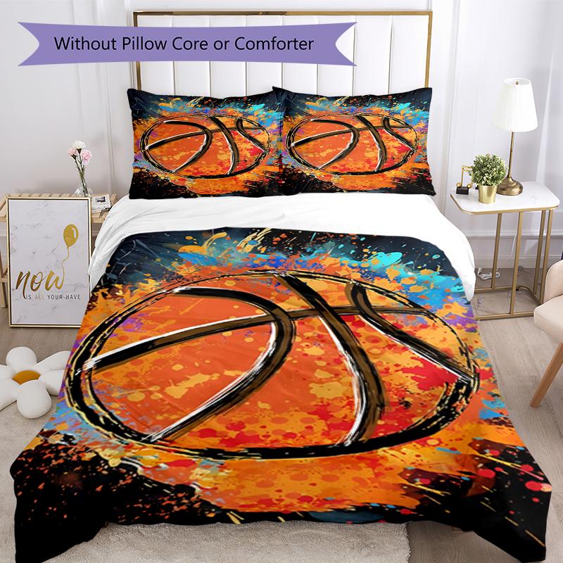 3pcs Basketball Bedding Set Duvet Cover Closure Includes 1 Duvet Cover & 2 Pillowcases, Soft and Comfortable for All Seasons.