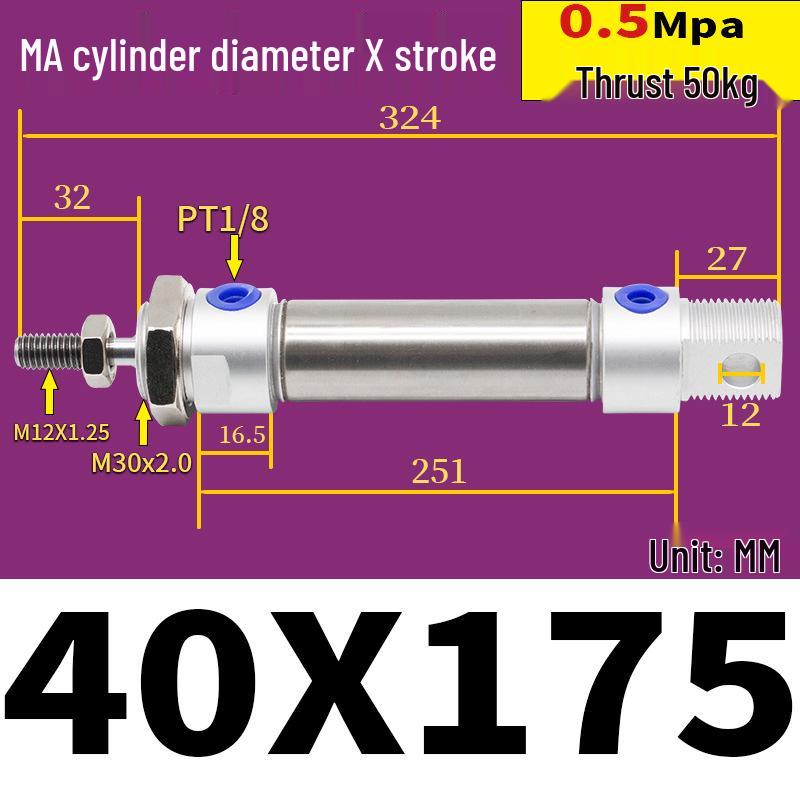 Corrosion Resistant Stainless Steel Pneumatic Cylinder 16-40mm/50-150mm