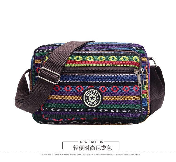 Multi Layer Messenger Bag Womenstriped Canvas Single Bag Woman Mobile Phone Crossbody Bag Nylon Oxford Shoudler Bag