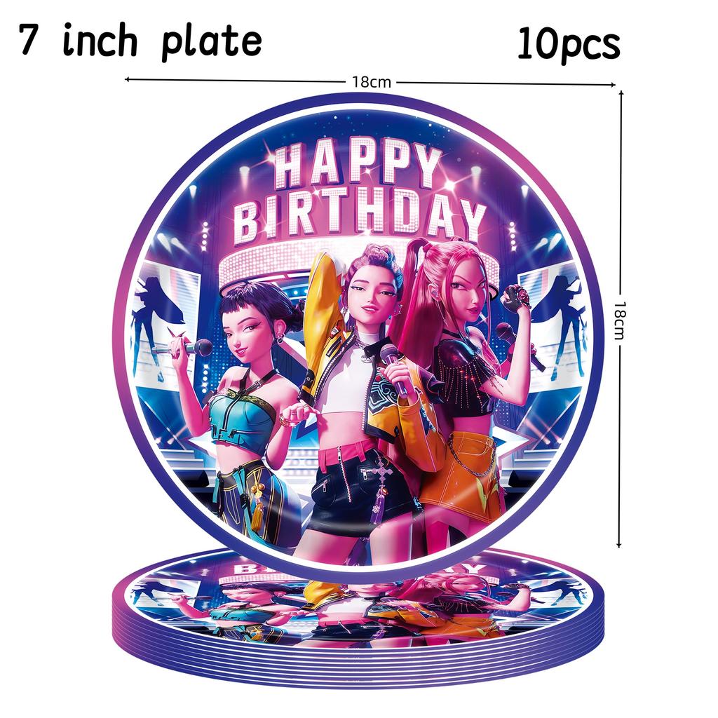 K Pop Łowcy Demonów Dekoracja Urodzinowa Naczynia kpop Łowca Demonów Talerze Serwetki Urodzinowy Obrus Baby Shower Upominki na Imprezę