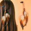 Vintage Feather Hair Accessory, Long Bohemian Fringe Headband With Beads, Handmade Festival Hair Clip For Women