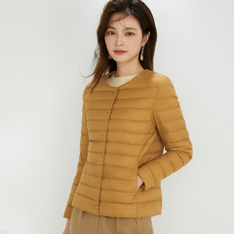 Winter New Two-wear Single-breasted Light Short Down Jacket Women's Slim Liner Jacket Round Neck V-neck