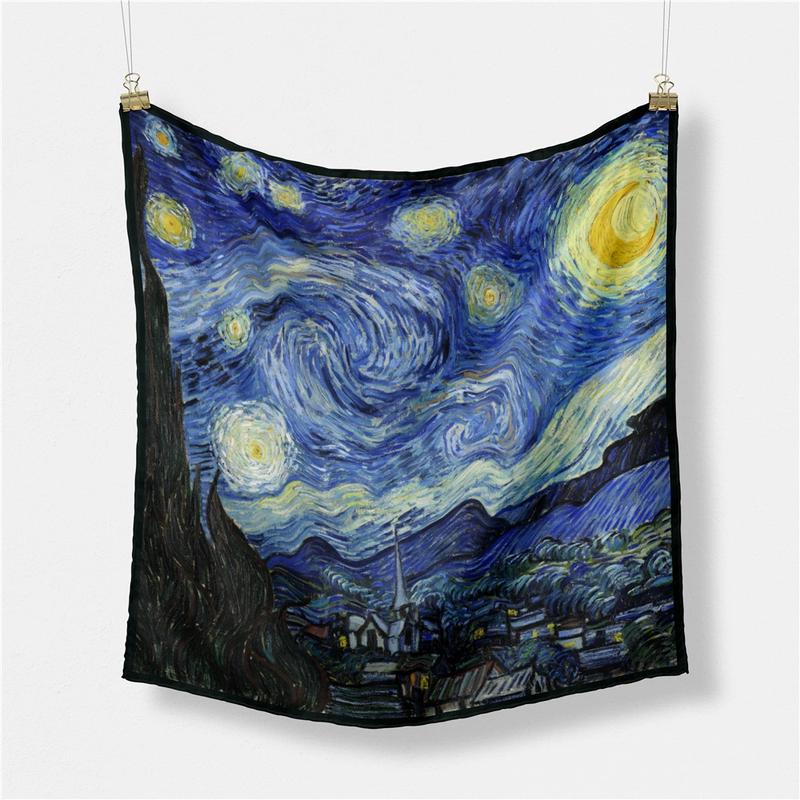 Starry Sky Oil Painting Print Square Scarf
