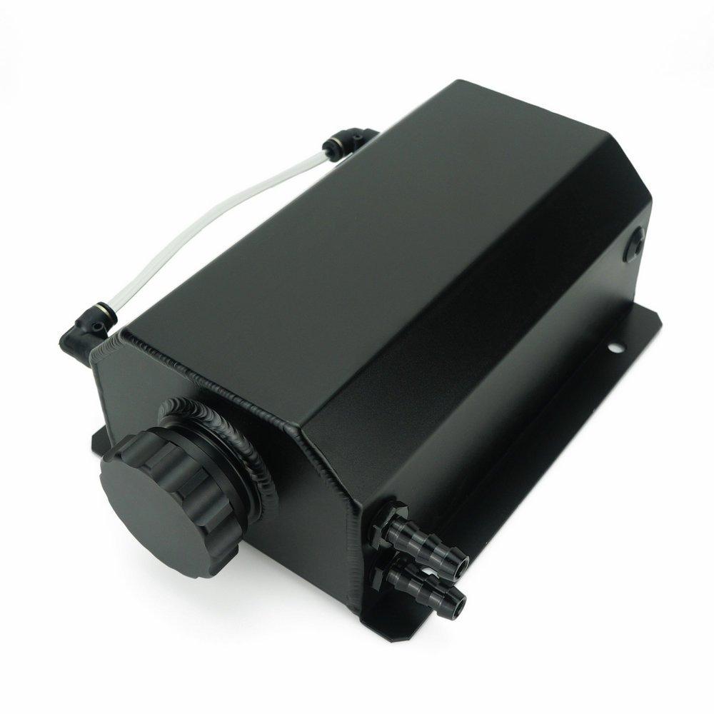 HEINMO 2000ml Auto Anodized Aluminum Can, 2 Liter Universal Aluminum Alloy Car Engine Oil Catch Can Tank, Car Reservoir Tank, Silver/Black (2L Black)