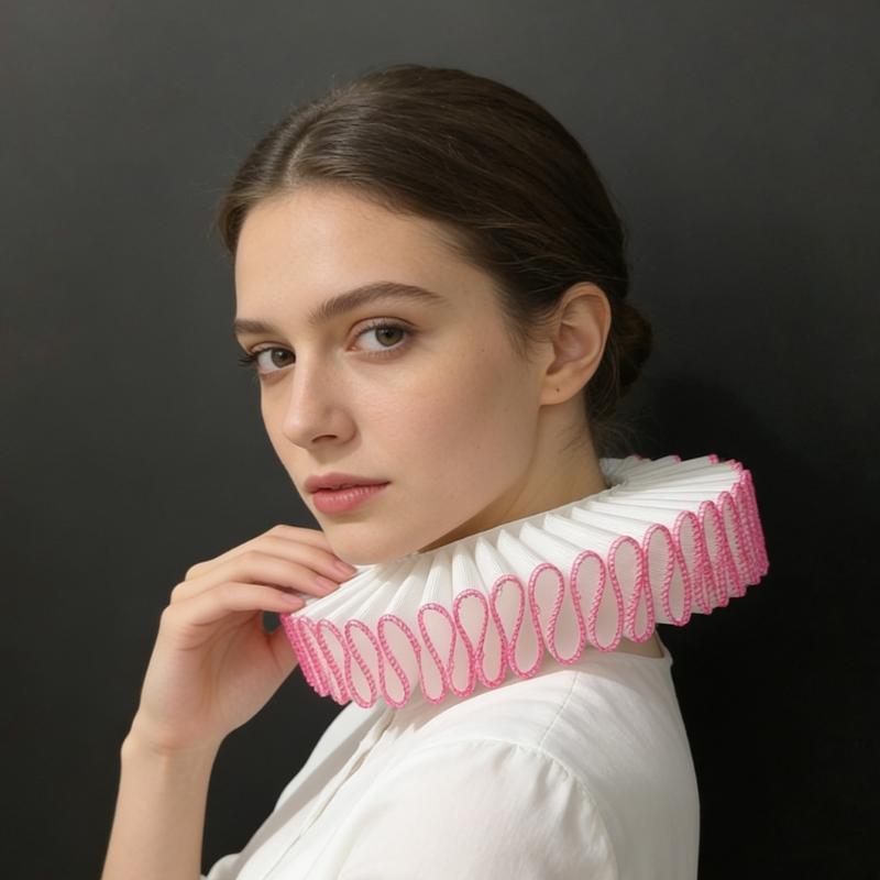 Comfortable Ribbon Faux Collar Colonial Clown Choker Neck Collar Ideal for School Uniforms Performances and Parties