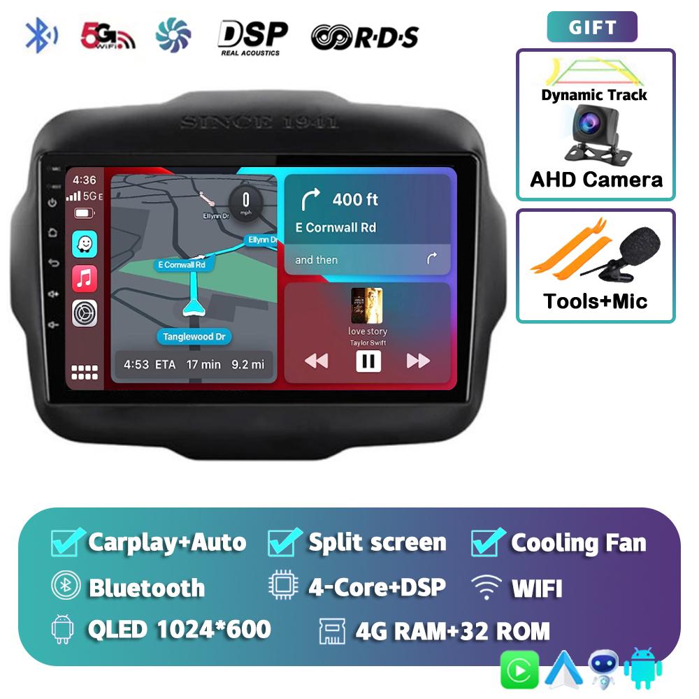 Android14 Carplay Car Radio For Jeep Renegade 2016 2017 2018 2019 2020 Multimedia Player GPS Stereo Navigation WIFI+4G Video DSP