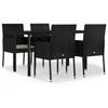 VidaXL Mobilier à dîner de jardin et coussins 5pcs Noir Résine tressée 3185157