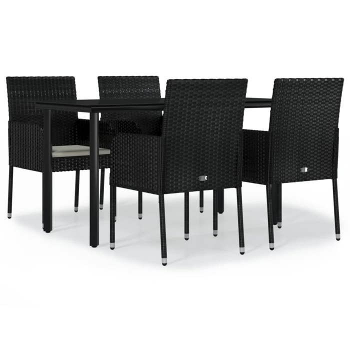 VidaXL Mobilier à dîner de jardin et coussins 5pcs Noir Résine tressée 3185157