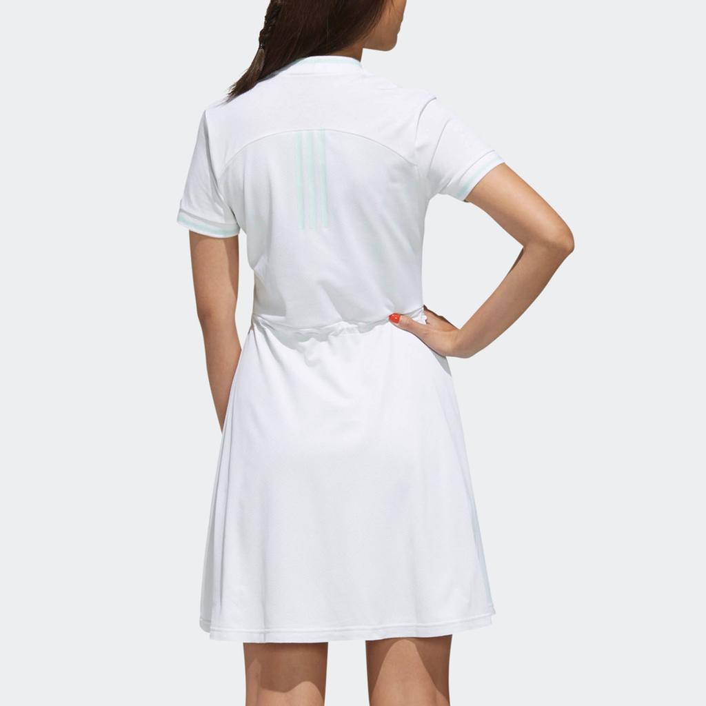 adidas Neo Logo Solid Color Three Stripes Color Block Sports Slim Fit Zipper Breathable Short Sleeve Dress Women Dresses White DZ9283