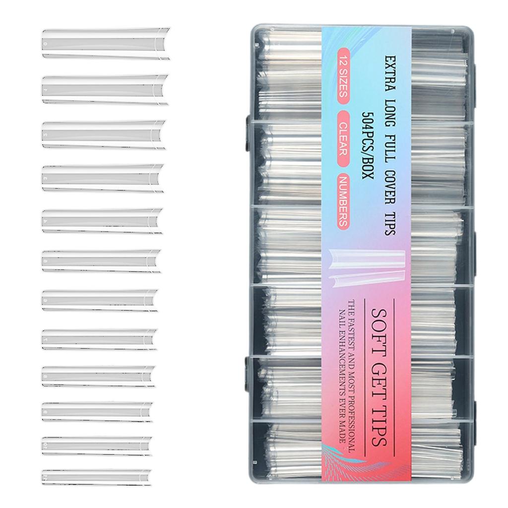 Pack Of 504 Extra Long Clear Soft Gel Nail Tips For Acrylic Nail Salon Supplies Professional Use Nail Supplies