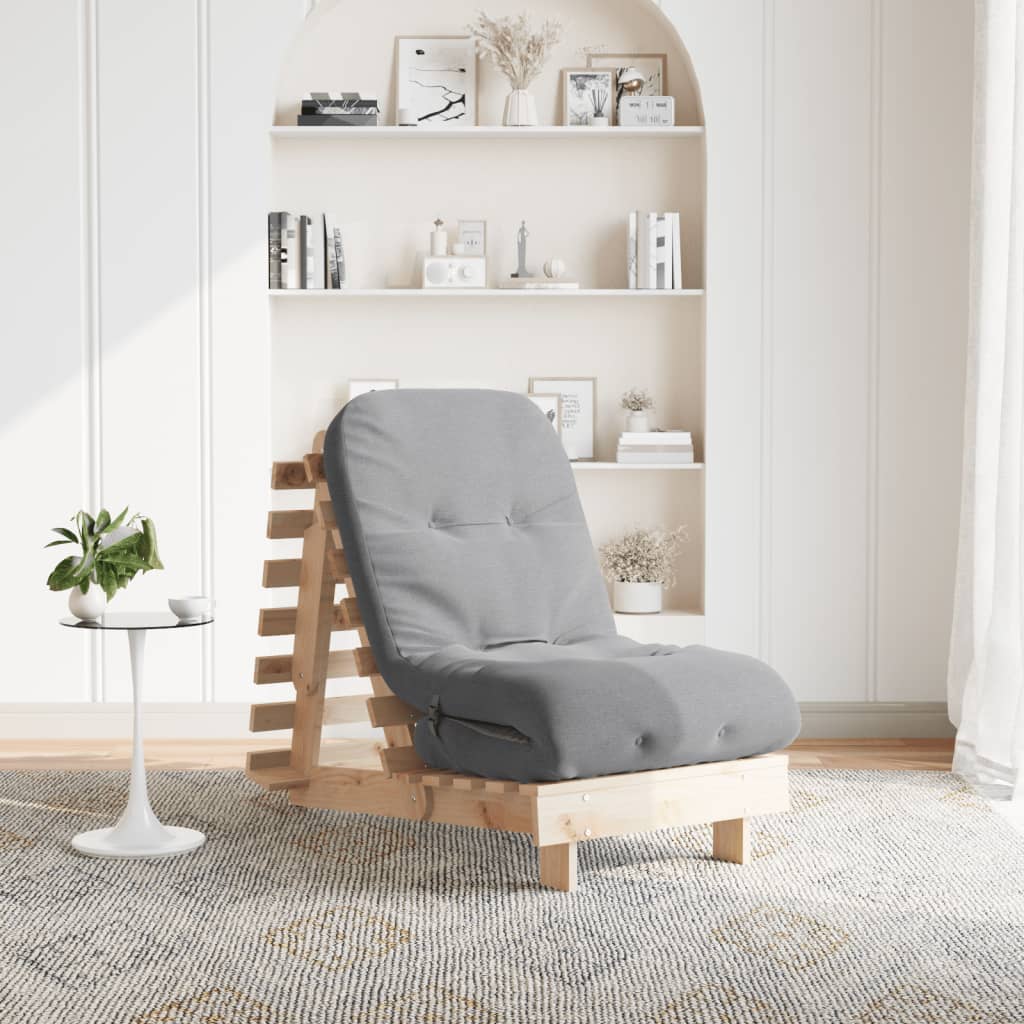 Futon Type Folding Sofa, With Mattress, 60X206X11 Cm, Pine