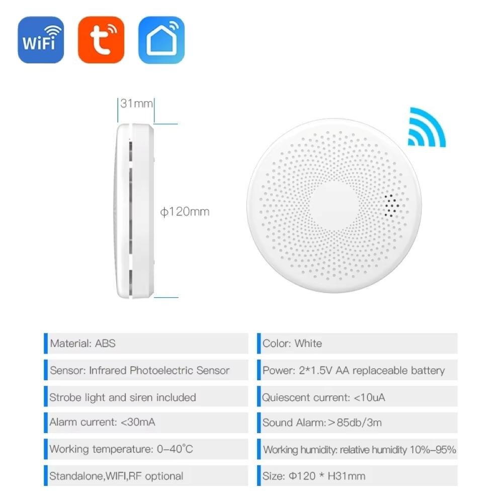 New 2in1 Version WiFi Tuya Smart Co & Smoke Detector Alarm Carbon Monoxide Parlor Room Kitchen Shop Fire PIR Sound Sensor Alert