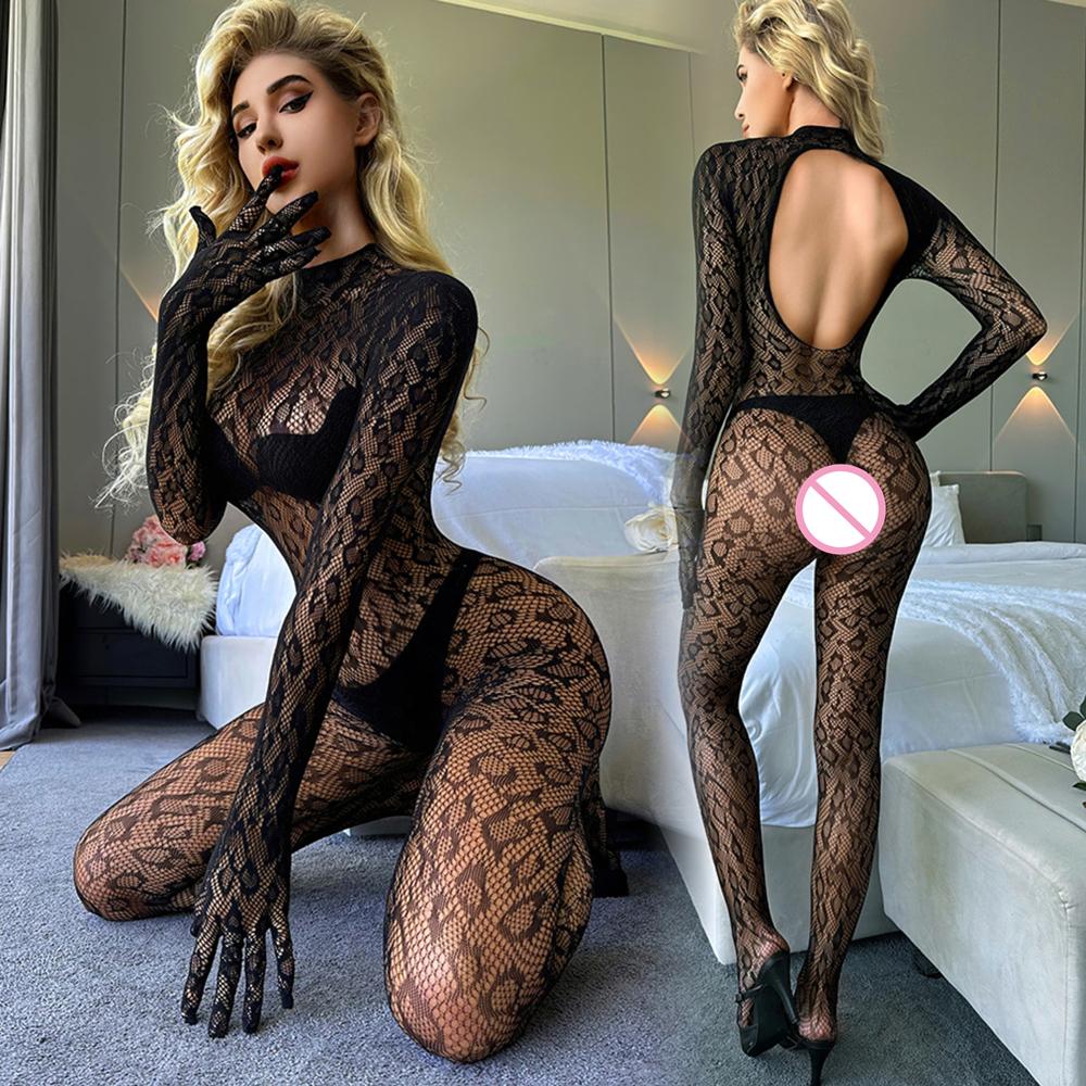 Red Transparent Fishnet Women Bodystockings Sexy Lingerie Open Crotch Hot Bodysuit Erotic Crotchless Sling Black Exotic Costumes