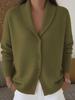 2026 European & American Autumn/Winter Women's Knit Cardigan - Loose, Lazy Style, Lapel, Buttoned, Plain Long Sleeve Sweater