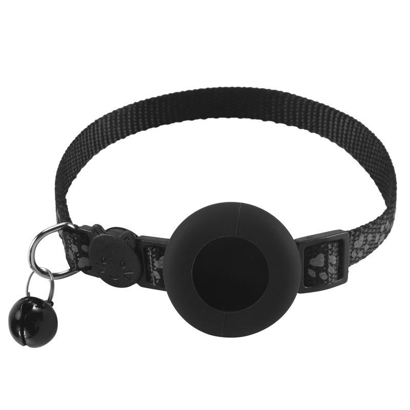 Cat Collar, For Air Tag Cat Collar With Safety Buckle And Bell, Reflective Cat Collar In 3/8Inch Width чёрный