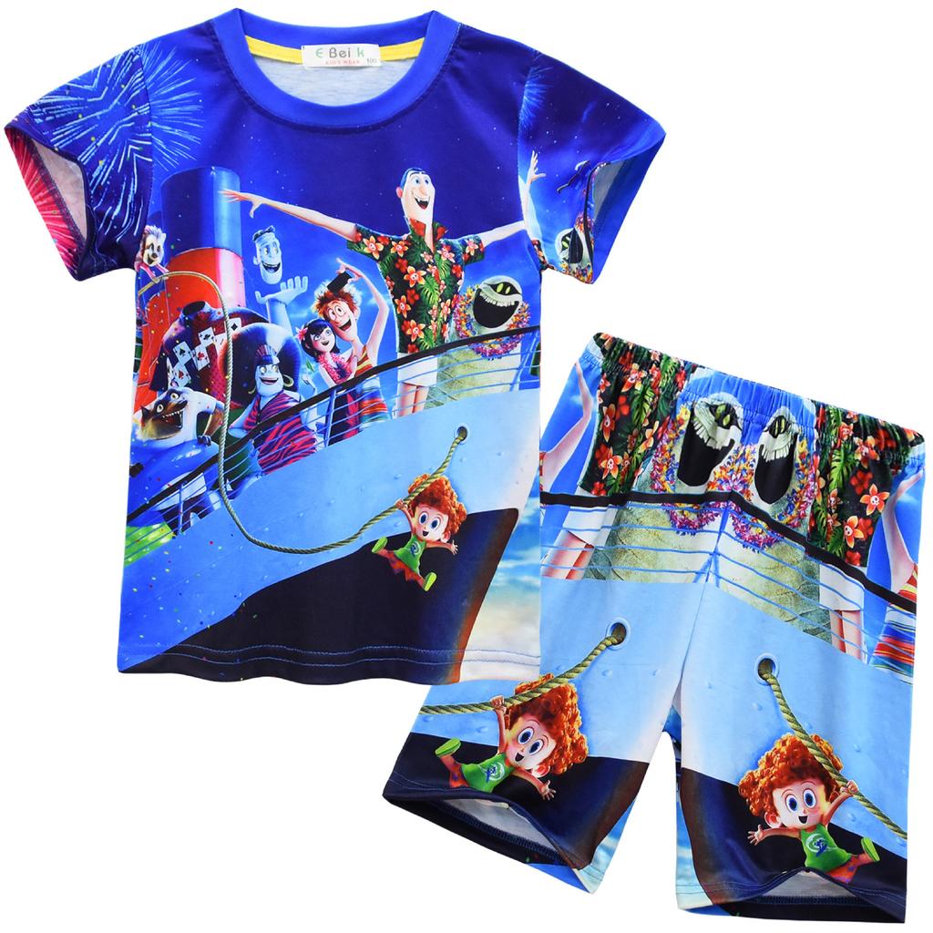 Cartoon Digital Printing, Children'S Short-Sleeved Top T-Shirt + Shorts Loungewear Set