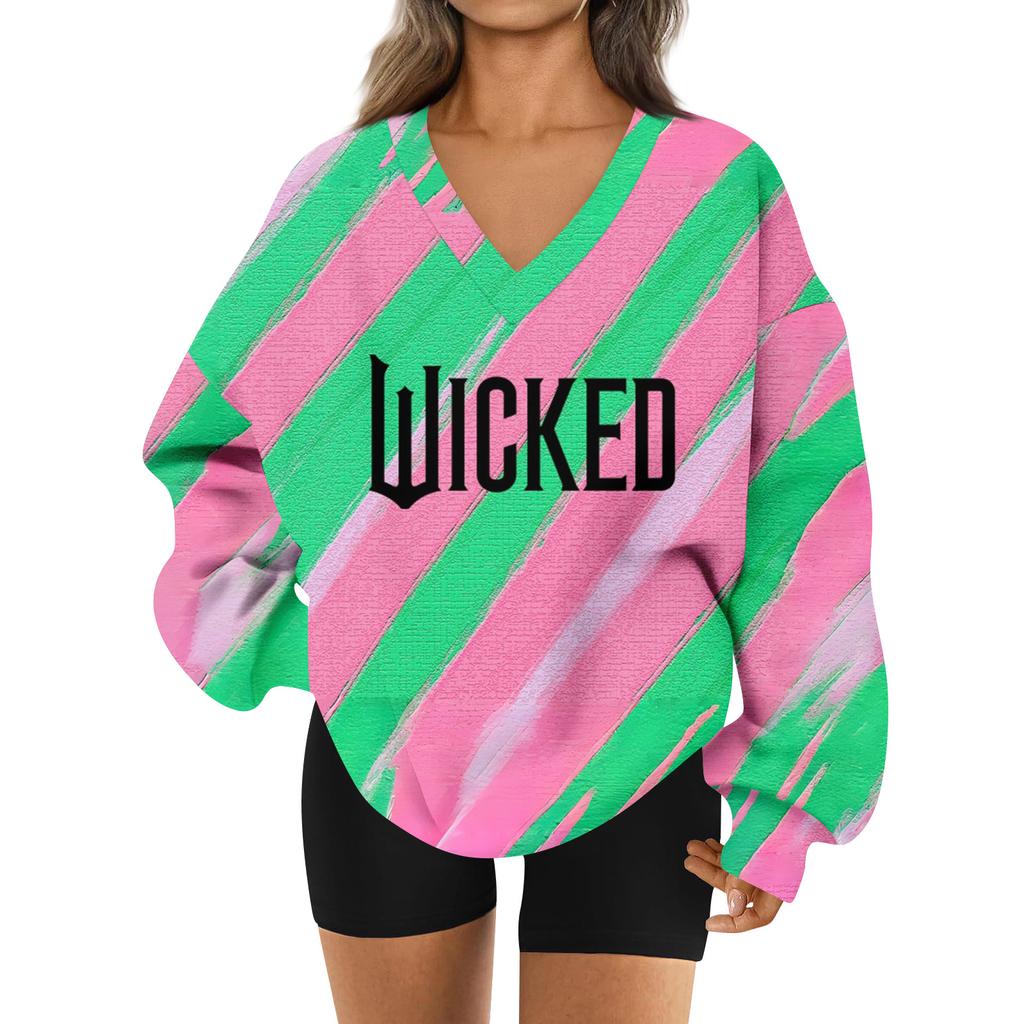 Women's Loose And Comfortable V-neck Sportswear Long-sleeved Sweatshirt Daily Matching Clothes