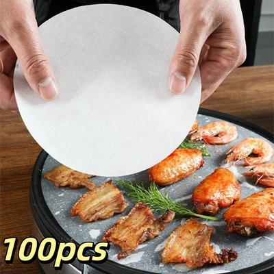 100pcs Non Stick Oil Paper Heat-resistant Filter Paper New Air Fryer Paper  Kitchen Use