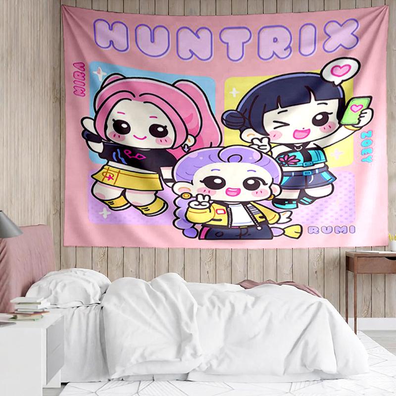 KPop Demon Hunters Print Tapestry, Backdrop, Easy Setup, Ideal for Bedroom, Office & Living Room, with Aesthetic Wall Hanging Decor.