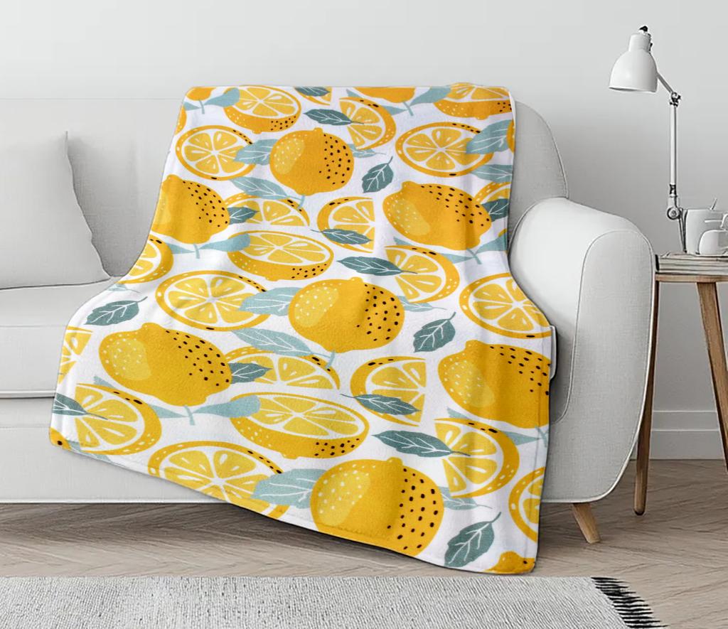 Fruits and vegetables Cartoon Pattern Cute Throw Blanket Green Size for Bed Sofa Couch Super Soft Warm Kawaii Flannel