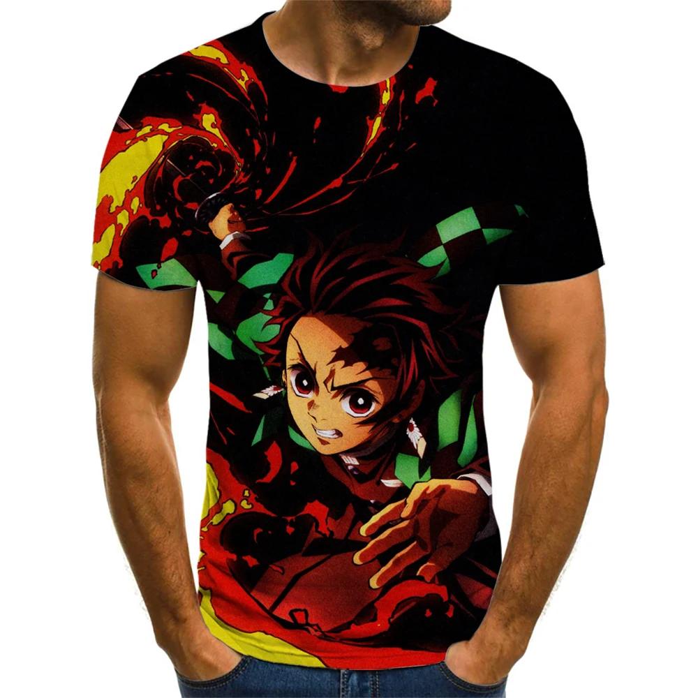 Demon Slayer 3D Print T-Shirt for Men, Summer Fashion Casual Short Sleeve, Versatile Loose Harajuku Street Style T-Shirt