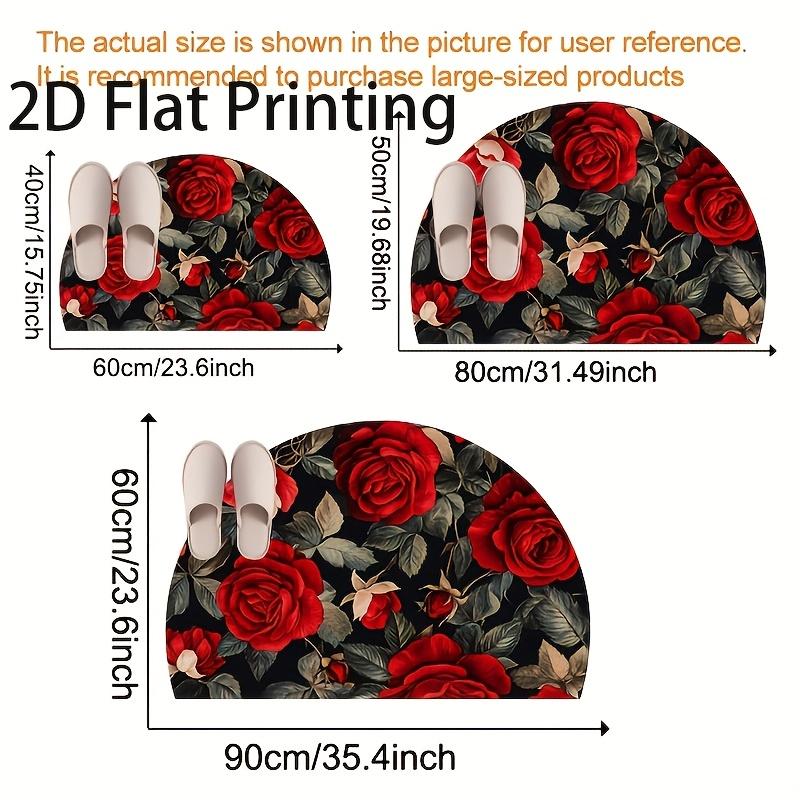 1Pcs Vintage Rose Semi Circle Welcome Doormat Non-Slip for Outdoor Patio Porch Kitchen Bathroom Entryway Floor Mat