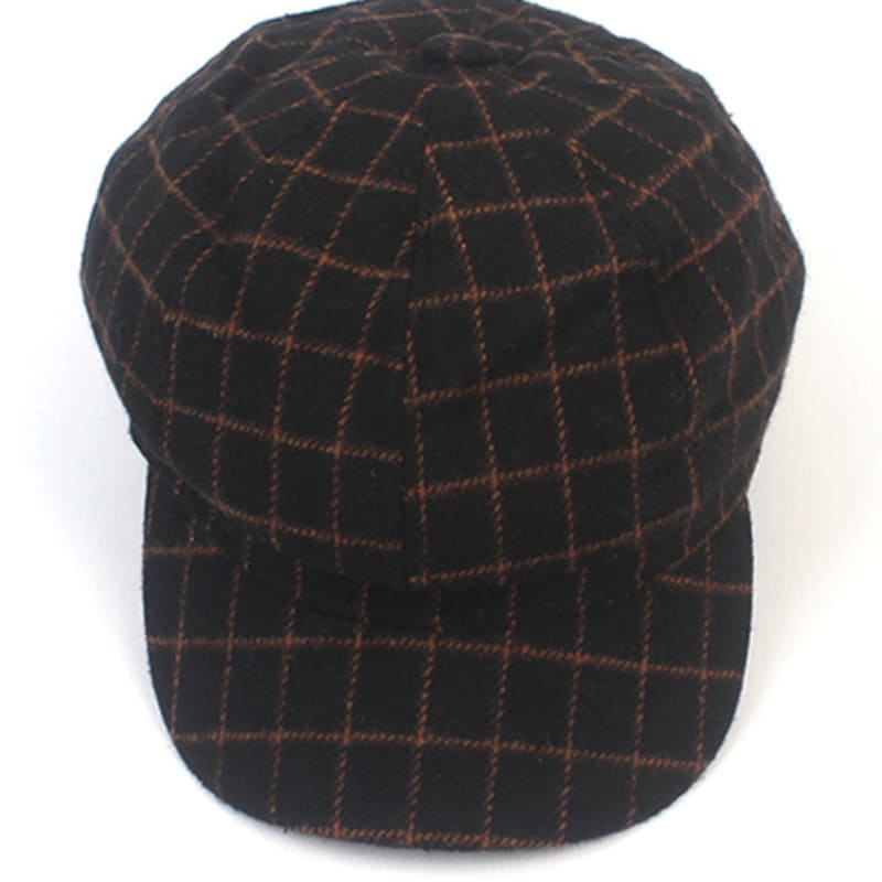 Universal Chemistry Wool Check Black Newsboy Cap
