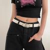 Simple Starry Summer Pink Pu Belt With Alloy Buckle For Women
